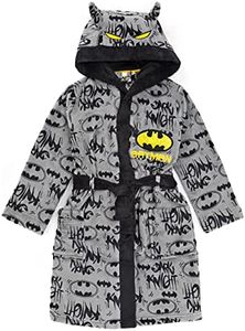 DC Comics Batman Dressing Gown Boys Kids Grey Dark Knight Pjs Bathrobe 8-9 Years
