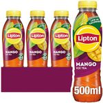 Lipton​ Mango​ Bottled Ice Tea​ 500ml (Pack of 12), low calorie​ soft drink​, 100% black tea extract