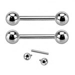 Pierced Owl G23 Solid Titanium Internally Threaded Barbells - Sold as a Pair (14GA - 1/2" Length - 5mm Ball Size)