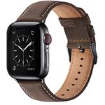 Bestig Compatible with Apple Watch Band 49mm 46mm 45mm 44mm 42mm(Series 3 2 1) Apple Watch Leather Bands Genuine Leather for iWatch Strap Ultra Series 10 9 8 7 6 5 4 SE Women Man-Coffee/Black