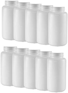 uxcell Plastic Lab Chemical Reagent Bottle 1000ml/34oz Wide Mouth Sample Sealing Liquid Storage Container 10pcs