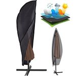 Offset Umbrella & Frame Cover, Fits 9ft to 13ft Cantilever Umbrellas, with Zipper and Water Resistant Fabric -BLACK