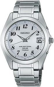 Seiko Selection SBTM223 Men's Wristwatch, Titanium Solar Radio, White Dial, Silver, Silver/White (Full Arabic Numerals), Bracelet Type