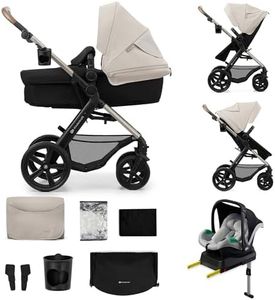 Kinderkraft MOOV2 Kinderwagen 4 in 1 Kinderwagenset bis 22 kg mit Kindersitz I-SIZE 40-75 cm, Buggy Funktion, Liegeposition verstellbar, Große ausziehbare Verdeck, Eva-Schaum-Räder, Grau