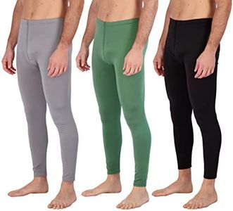 3 Pack:Mens Thermal Underwear Base Layer Fleece Lined Fly Long Johns Bottom Pants Warm Long Johns Compression Underpants Cold Tights Leg Warm termicos Hombre Leggings Training Tights Snow- Set 10, S