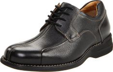 Johnston & Murphy Men’s Shuler Bicycle|Full-Grain Leather|Latex Rubber Sole, Black Tumbled Calf, 18