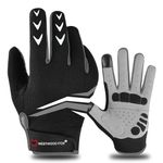 WESTWOOD FOX Full Finger Cycling Gloves with Padding for Men Women, Anti-Slip, Shock Absorbing, Breathable, Touchscreen Mountain Bike Gloves for BMX, MTB Riding, Road Racing, Bicycle(M, BLACK)