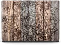 Mertak Hard Case Compatible with MacBook Pro 16 14 Air 15 13 inch M3 M2 M1 Mac 2024 2023 2022 2018 Plastic Clear Texture Wood Mandala Touch Bar Cover Indian Women Flower Ornate Boho Girls Protective