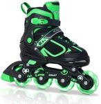 Nattork Blade Roller Skates for Boys with Light Up Wheel, Outdoor & Indoor Illuminating Green Inline Skates for Boys Little Kids Toddler Ages 5-8 4 5 6, Beginners