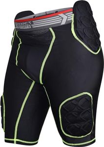 Exxact Sports Touchdown 5-Pad Adult Football Girdle for Men with Cup Pocket, Lightweight Padded Compression Shorts with Integrated Hip, Thigh, Tailbone Pads, Men's Girdle Football (A2XL, Black)