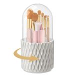 Korintin Makeup Brush Holder,360 Rotating Makeup Organiser with Dustproof Lid, Cosmetic Storage Box Organizer Skincare Products,Spinning Dressing Table Organiser for Vanity-Desk Eyeliner Lipstick Lip