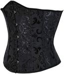 Hengzhifeng Underbust Corset Tops for Women Gothic Embroidery Lace Up Boned Bustiers Plus Size (AU 10-12,Black)