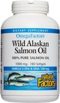 Natural Factors, Omega Factors, Wild Pacific/Alaskan Salmon Oil, 1000 mg, 180 Softgels.