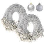 600PCS Christmas Ornament Hooks, Ornament Hangers with Snap Ornament String for Christmas Tree Holiday Party Hanging Decorations Ropes Easy and Fast Locking (Silver)