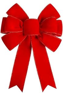 Satenwie Red Christmas Bows Large Velvet Bow for Wreaths, Tree, Outside Decorating, Outdoor (12 * 14 inch)