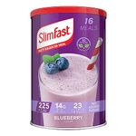 SlimFast Meal Replacement Shake for Weight Loss & Balanced Diet, Vitamins and Minerals, Low Calorie, High Protein, Blueberry Flavour, 16 servings, 584 g, Packaging May Vary