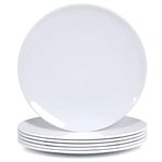 Webbylee Melamine Dinner Plates - 6pcs 10inch Dinnerware Dishes Set for Indoor and Outdoor Use, Break-resistant, White