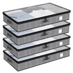 Fixwal 4 Pack Underbed Storage Containers, Below 4.5 Inches Low Profile Under Bed Organizer Clothes Storage Bins with Sturdy Sidewalls and Bottom