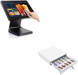 MUNBYN 15.6-inch POS-Touch-Screen-Monitor and White Cash Drawer