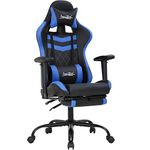 Gaming Chair Office Chair Computer Chair with Lumbar Support Headrest Footrest 2D Armrest Task Rolling Swivel Ergonomic E-Sports Adjustable Racing Desk Chair for Men Adults(Blue)