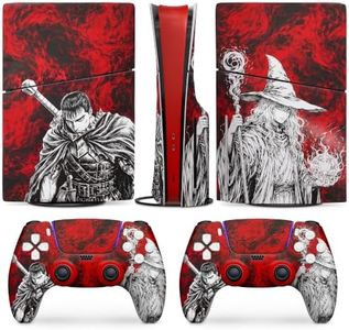 PS5 Slim Skin Compatible with PS5 Console Slim Disc Edition, Controller Skin Set – Dark Warrior Anime Art | Matte Finish | Scratch-Resistant, Protects from Dust | Precise Fit, Fade-Proof HD Print