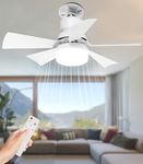 Ceiling Fans with Lights Remote Control for Bedroom Quiet Sleep Mode, 2-in-1 40W E27 Socket & B22 Bayonet Fitting LED Fan 2H/4H Timer, Stepless Dimmable, 3 Speed Ceiling Fan for Living Room, 0.55kg