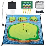 Losbenco Golf Chipping Game Mat, Casual Golf Game Set with 20 Golf Balls, Over 6 FT Golf Hitting Game Mat, Mini Golf Practice Mat for Adults Kids Family Outdoor Indoor Backyard Play