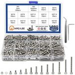 1280 Pieces M3 Screws Metric Stainless Steel 304 Hex Socket Head Cap Screws Bolts Nuts Washers Assortment Kit