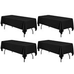 4 Pack Black Polyester Tablecloth 60 x 126 inch Rectangle Table Cloth for 8 Feet Rectangle Tables,Stain and Wrinkle Resistant Washable Polyester Table Cover for Wedding Parties Banquet Kitchen