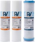 RV Water Filter Store AA1209 Essential System Water Filter Refill Kit - 2-Pack 1 Micron Sediment Filters, 1-Piece 0.5 Micron Carbon Block Filter - Replacement Cartridges - Set of 3