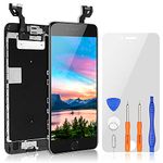 bokman for iPhone 6s Plus Black Screen Replacement Parts Full Display Assembly with Home button, Earpiece Speaker and Front Facing Camera Pre-assembled