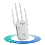 QLOCOM AC1200 Home Repeater Range Extender White 5G Booster with WPS Setup