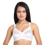 ELEG & STILANCE Women's Cotton Plus Size Minimizer Bra – Wireless, Non-Padded, Seamless Large Bust Support with Adjustable Straps, Sweat-Absorbent, Soft & Comfortable Everyday Bra - White (34)