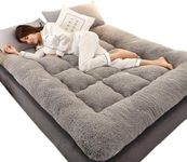 Skin Friendly 4 Inch Extra Thick Fluffy Floor Futon Mattress, Super Soft Fuzzy Roll Up Sleeping Pads, Portable Folding Foam Floor Bed Tatami Mat, for Guest RV Mattress ( Color : GREY , Size : Queen )
