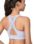 Yvette High Impact Zip Front Sports Bra Mesh Racerback Workout High Support Sports Bras for Women Large Breasts, Pastel Purple, M+