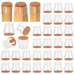 32 Pcs Chair Leg Floor Protectors for Hardwood Floors Silicone Covers to Protect Wood Tile Floors Felt Pads Furniture Leg Caps(Small)