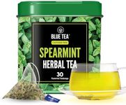 BLUE TEA - Spearmint Tea - 30 Count - Pyramid Plant Based Tea Bag | BLACK DEALS FRIDAY | ANTIOXIDANT RICH | Caffeine Free - Non-Bitter - Herbal Tea - Non-GMO | Leaf Based - Mood Relaxing | Tin Pack