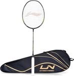 Li-Ning 3D Calibar X Combat Carbon Graphite Strung Badminton Racquet, 85 Grams, 30 Lbs String Tension and Free Full cover(Black/Lime)