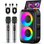 HEEBUKE Karaoke Machine, Portable Bluetooth Speaker with 2 Wireless Karaoke Microphones, 10W Karaoke for Adults Kids with Upgraded Subwoofer, PA System, Support TWS/TF/USB/AUX, Party