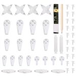 GLOBLELAND 48 Pcs Invisible Nail Screws Wall Hooks Picture Hanging Kit No Damage Wall Hangers Hardwall Hangers for Cinder Block Non Mark Picture Frame Photo Hook with Soft Tape Measures