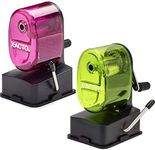 X-Acto 2012687 Bulldog Vacuum Wall Mount Manual Pencil Sharpener, Assorted Colors (2 Pack), See-through Receptacle, Affix to Any Nonporous Surface, X-ACTO Hardened Helical Cutter
