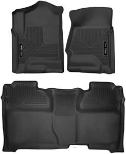 Husky Liners X-act Contour Floor Mats | Fits 2014-2018 Chevrolet Silverado/GMC Sierra 1500, 2015-2019 Silverado/Sierra 2500/3500 HD Crew Cab | Front & 2nd Row, 3-pc Black - 53908