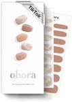 ohora Semi Cured Gel Nail Strips (N Almond Blossom) - Nude, Patterned, Works with UV/LED Lamps, Salon-Quality, Long Lasting, Easy to Apply & Remove - Includes 2 Prep Pads, Nail File & Wooden Stick