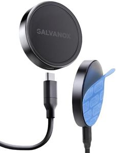 Galvanox Stick-On Magnetic Wireless Charger, Compatible with MagSafe (15W) iPhone Fast Charging, Low-Profile Pad for Wall, Home Office, Magnet Car Mount with Removable USB-C (Adhesive Mounting)