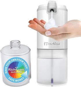 iTouchless Stainless Steel 11 fl oz/325 ml Sensor Foam Soap Dispenser, Rust-Free Automatic Touchless Pump, Mix Your Own Foam Soap, Restroom, Bathroom, Kitchen, Save Time and Money, Ultraclean, White