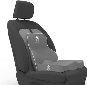 MRRON Memory Foam Car Seat Cushion – 2-Piece Set with Lumbar Backrest & Coccyx Cushion – Orthopedic Support for Back, Tailbone, Sciatica Pain – Ergonomic Comfort for Car, Office, or Home Chair (Grey)