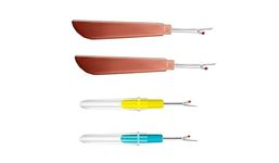 GEMSY Seam Ripper Stitch Opener 2 Big + 2 Small | Made of Stainless Steel with Plastic Wooden Finish handgrip Made of Plastic with Cap | Tailoring Accessories.