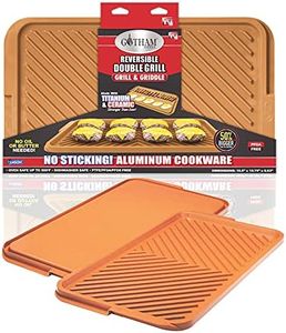 Gotham Steel XL Nonstick 2 in 1 Griddle Pan & Grill Pan for Stovetop & Outdoor Use, Reversible Copper Griddle for Gas Grill + Stove Top Grill Pan with Ultra Nonstick Non-Toxic Oven Safe