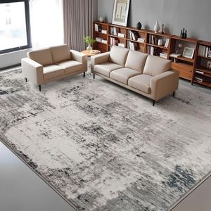 ASIinnsy Area Rugs for Living Room Abstract Large Rug Short Pile Soft Morden Carpet Non-Slip Rugs for Bedroom/Dining/Office Indoor Home Decor(Grey-Multi, 200 * 300cm)