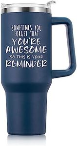 NOWWISH Inspirational Gifts for Men, Sometimes You Forget You're Awesome 40 oz Tumbler with Handle and Straw, Birthday Gifts for Him Husband Dad and Boyfriend - Navy Blue